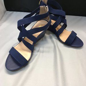 Liz Claiborne 3" Wedge Navy Blue Heel Sandal Siz 9